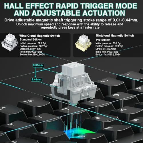 Image of Aula MINI60 HE Wireless Gaming Keyboard 60%,Hall Effect Rapid Trigger Magnetic Keyboard,8000Hz Polling,Tri-Mode(BT5.0 /2.4GHz /USB-C),Hot Swappable Compact Mechanical Keyboard for Gamer(Black)