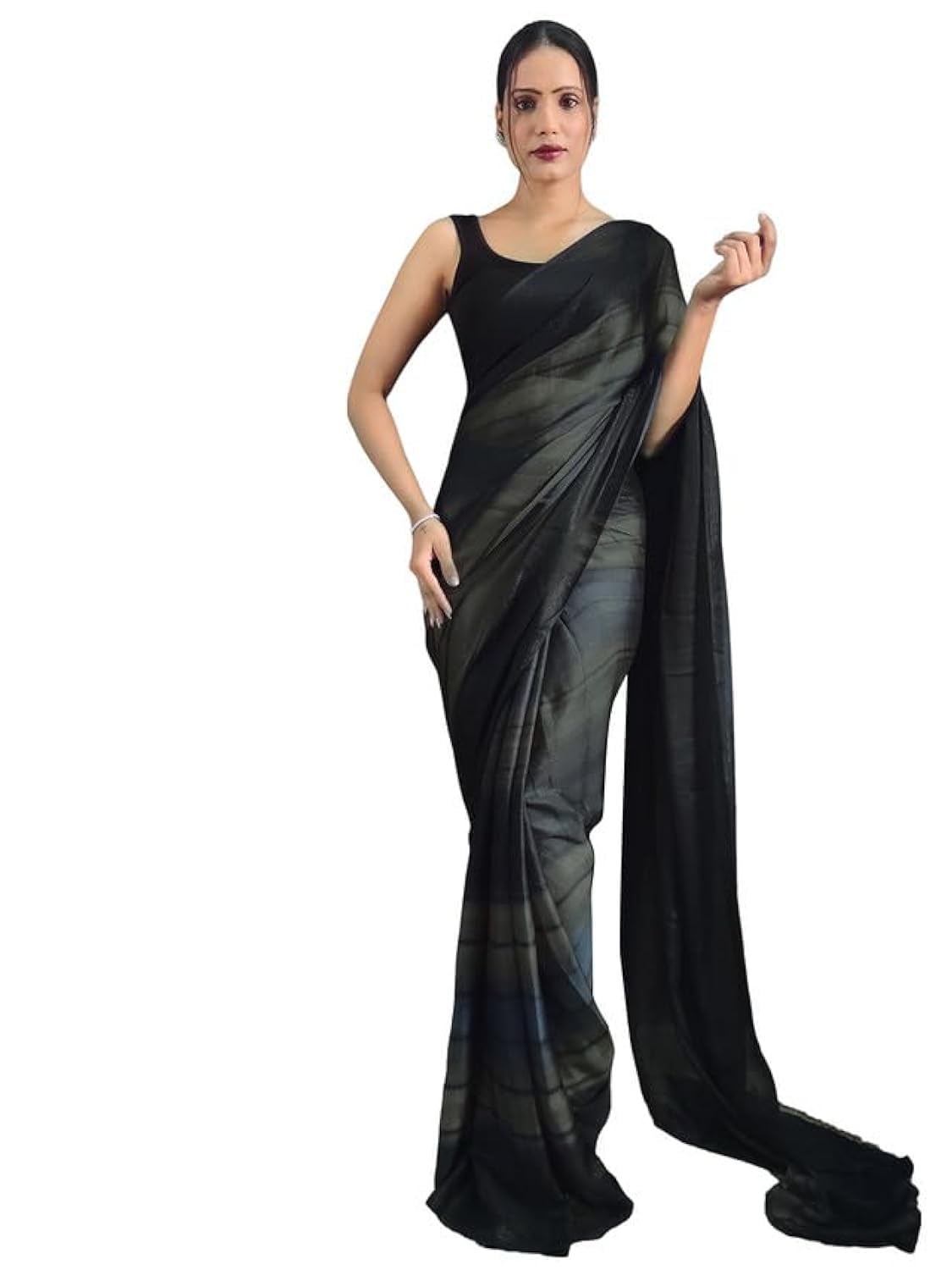 Satrani Women'S Chiffon Ready To Wear Saree With Unstitched Blouse Piece