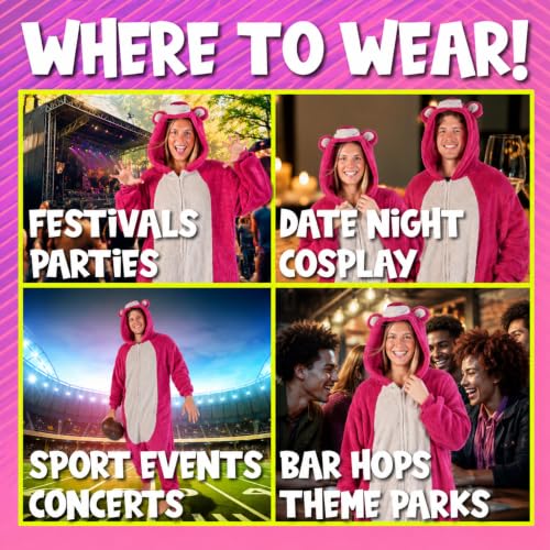 Image of Funziez! Sherpa Bear Adult Onesie - Animal Halloween Costume - Plush Teddy One Piece Cosplay Suit for Adults, Women and Men