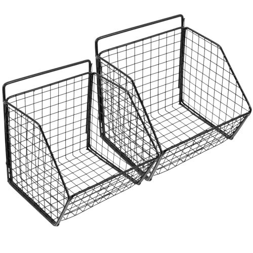 Gadpiparty Cesta Multifuncional de Pared para Frutas y Verduras en Acero al Carbono Negro, Organizador de Cocina Fácil de Limpiar y Diseño Elegante para Almacenamiento en Cocina