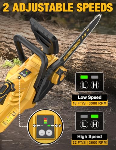 14 Inch Brushless Electric Chainsaw Cordless for Dewalt 20V Battery, Compact Chainsaw with Auto Oiler, Low Kickback, Battery Powered Chainsaw for Tree Trimming, Storm Clean-Up, Wood Cutting, Pruning