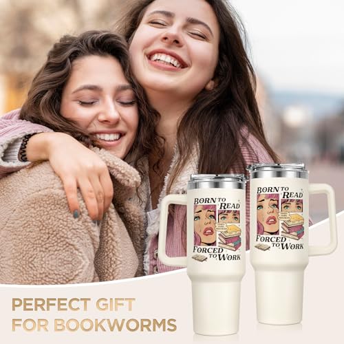 Funny Book Lover Gifts for Women Water Bottle with Handle & Straw Lid 1.18L - Image 2