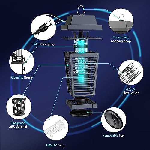 Image of 2026 Upgraded Mosquito Killer Lamp, 4200V Electric Bug Zapper for Indoor & Outdoor, Rechargeable LED Night Light - Safe for Baby & Family, Camping, Backyard, Terrace