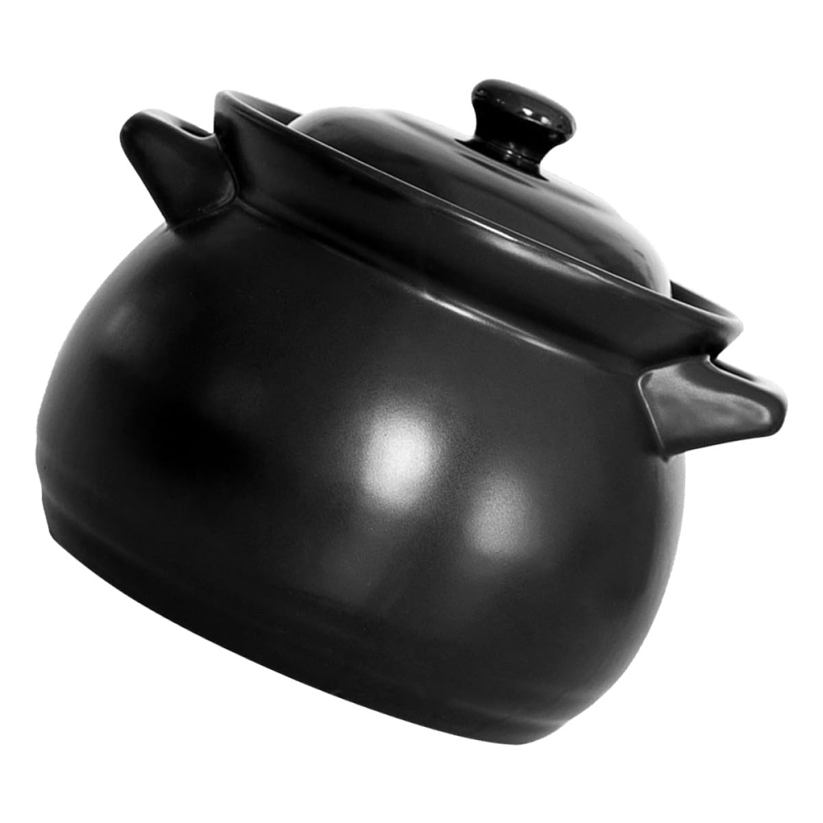 Olla de Cerámica Negra Pequeña 1.1 L Resistente a Altas Temperaturas para Guisar y Cocinar Arroz, Cazuela Casera Multiusos para Cocina a Gas y Fuego Directo