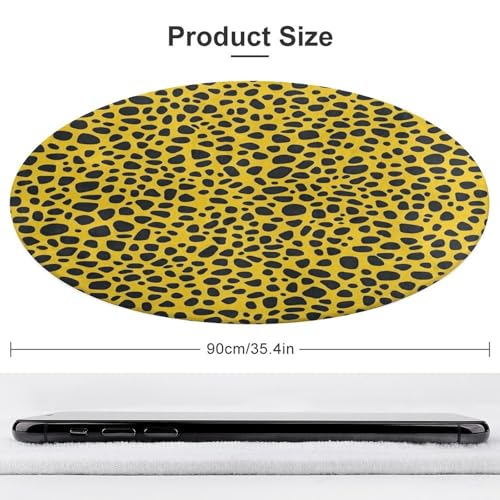 Grand tapis rond léopard 90 cm moderne et antidérapant pour salon