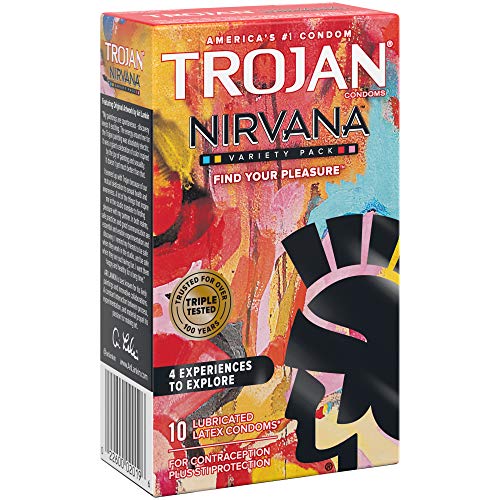 Trojan Nirvana Lubricated Condoms, Assorted Condoms Variety Pack, 10 Count #TOP6