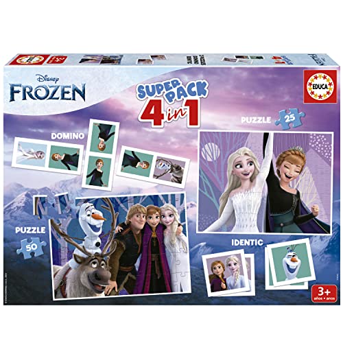 Educa - Superpack Frozen, Juegos de Mesa Infantiles como Domino,...