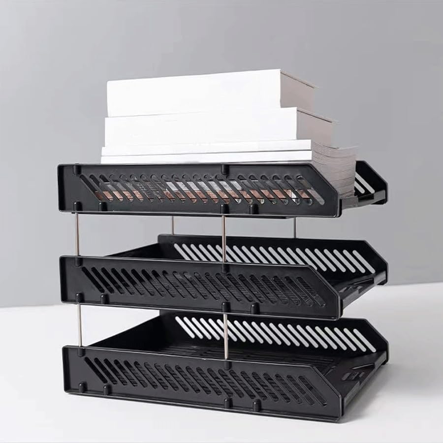 Soporte para archivos de escritorio negro para archivar informes sin perder espacio 4