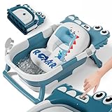 Baignoire B&eacute;b&eacute; Pliable XXL Avec Coussin De Bain Bebe Et Thermom&egrave;tre Int&eacute;gr&eacute; - Baignoire Enfant Avec Siege De Bain Pour Bebe - baignoire Bebe Sur Pied - Id&eacute;al Pour Cadeau De Naissance Fille Ou Gar&ccedil;on
