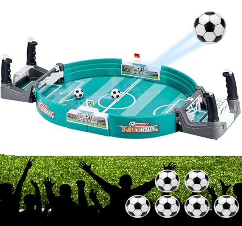 Wyvexa Campo de Futbol 1 vs 1, Juego de Futbolín Interactivo con 6 Balones de Fútbol, ​​Mini Juego de Mesa Futbolin, Mesa de Fiesta Interior para 2 Jugadores, Regalo de Juguete para Niños y Adultos