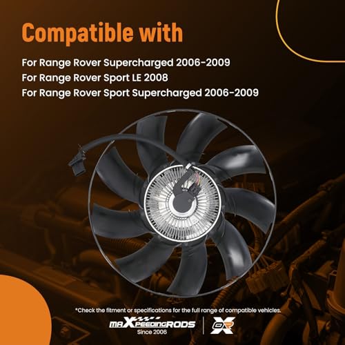 Image of maXpeedingrods Engine Radiator Cooling Fan Assembly for Range Rover Supercharged 2006-2009 for Range Rover Sport LE 2008 for Range Rover Sport Supercharged 2006-2009