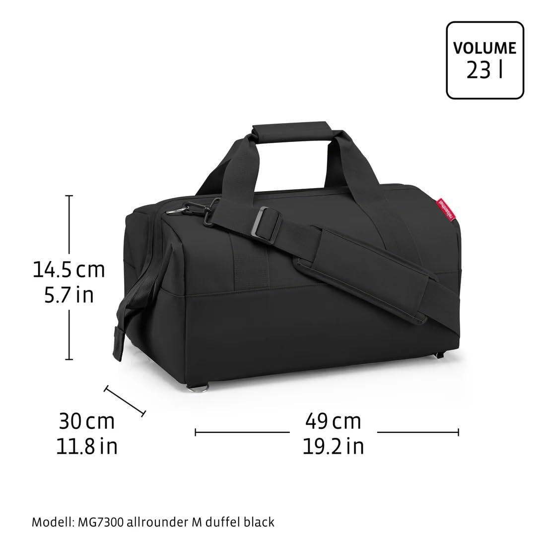 reisenthel Uniwersalna torba podróżna M Duffel Mix Black – torba podróżna o pojemności 18 l, wykonana z przetworzonych butelek PET – wysokiej jakości i wygodna – szer. 40 x wys. 33,5 x gł. 24 cm,