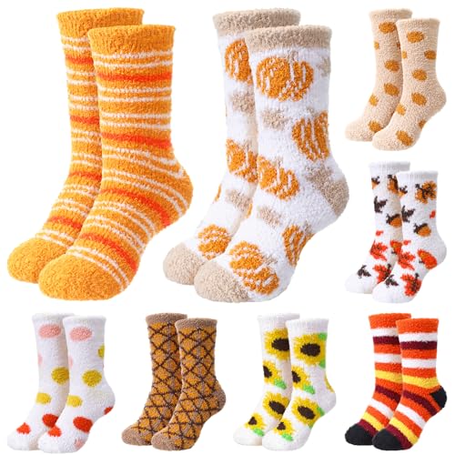 8 Pair Fuzzy Sock for Women Unisex Cozy Fluffy Soft Sleep Socks for Winter Sports Outdoor Christmas Gifts