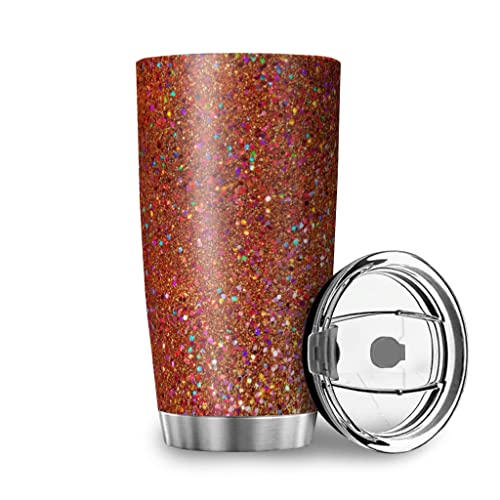 Wmeyiseyiy Taza térmica de acero inoxidable rosa brillante, 20 onzas, aislada al vacío, taza de café con tapa…