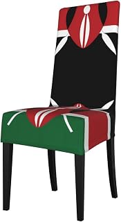 Removable Flag of Kenya Printed Stretch Dining Chair Covers, Most armless Chairs