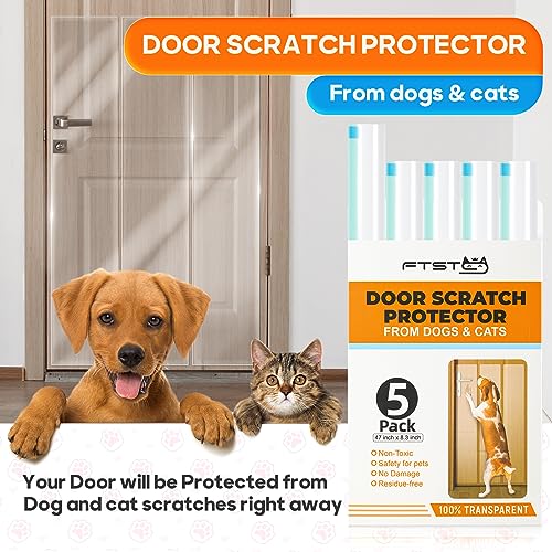Image of FTSTC 5-Pack Door Guard - 5 x 47'' x 8.3'' Cat & Dog Scratch Protector, Heavy Duty for Window Sill & Door Frame - Clear