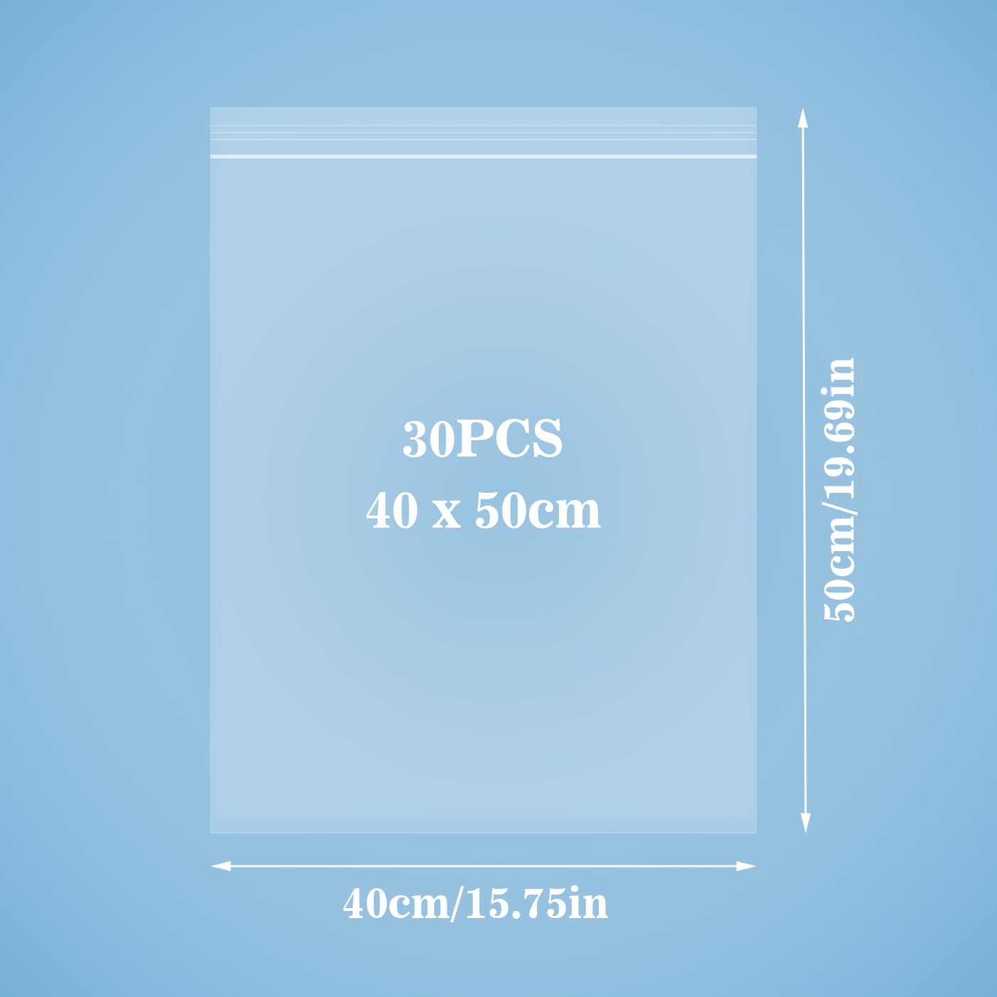 Resealable Plastic Grip Seal Bags, Clear Storage Bags for Nuts Grains, Collectibles, Clothes - 40X50cm, 30PCS - Image 2