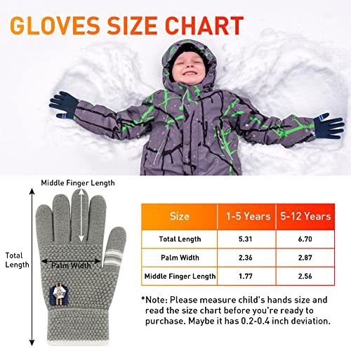 Image of Winter Gloves for Toddler Kids - 3 Pairs Boys Girls Soft Warm Wool Lined Gloves Full Finger Children Knit Gloves