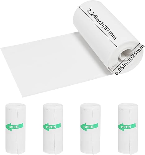 Miniatura 3 de AURTEC Adhesivo Térmico 57 x 25 para Mini Impresora Térmica, Caja Registradora, Recibo POS, Impresión Sin Tinta Papel Blanco y Negro Sin Núcleo, 5