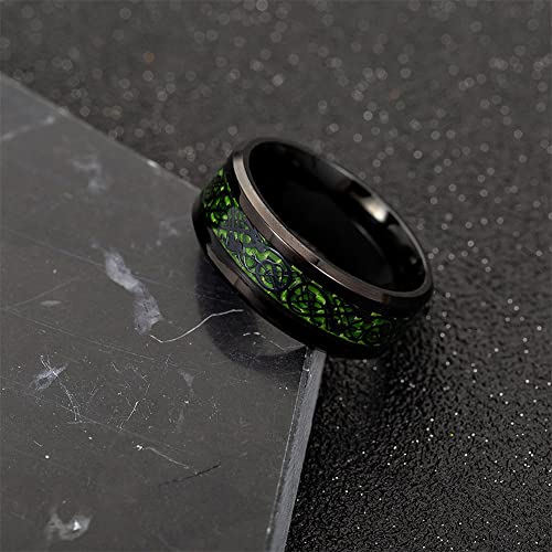 Image of HIJONES Unisex Carbide Fiber Celtic Dragon Spinner Ring Stainless Steel Wedding Spins Band