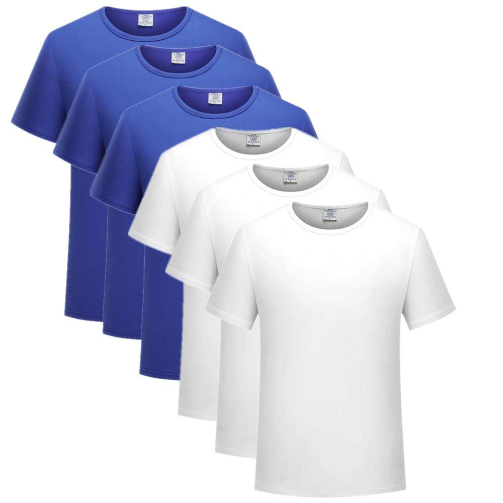 T-shirty męskie modal okrągły dekolt t-shirt kombinezon (6 sztuk), F, XL