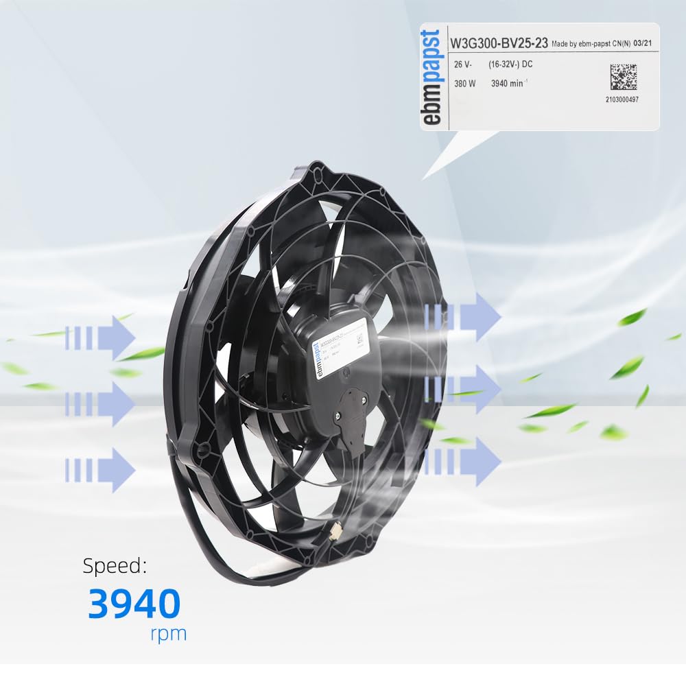 W3G300-BV25-23 Ebm Papst Fan 26VDC 380W osiowy wentylator chłodzący autobus zbiornik na wodę wentylator skraplacza