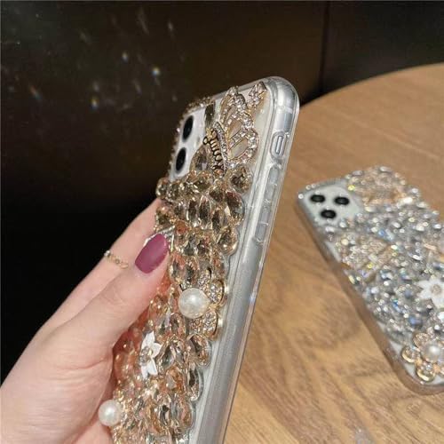Poowear Compatible for iPhone 14 Pro Max Glitter Bling Case,Cute Luxury 3D Diamond Glitter Sparkle Crystal Rhinestone Women Girls Crown Handbag and Flower Gemstone Clear Bumper Protective Case - image 4