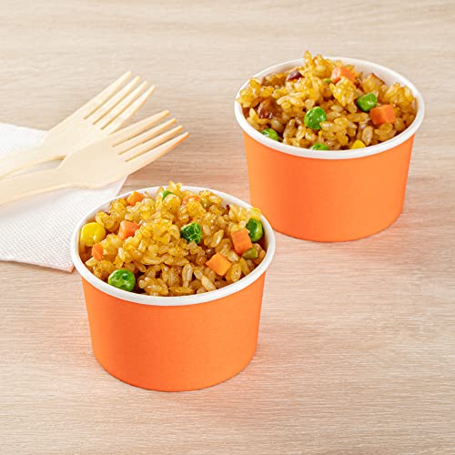 Image of Coppetta 3-Ounce Dessert Cups, 200 Disposable Ice Cream Cups - Lids Sold Separately, Durable, Orange Paper Frozen Yogurt Bowls, For Hot And Cold Foods, Perfect For Gelato Or Mousse - Restaurantware