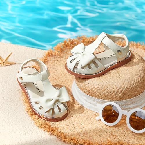 Image of Felix & Flora Toddler Girls Sandals Soft Rubber Princess Flat Shoes Flower Girl Shoes
