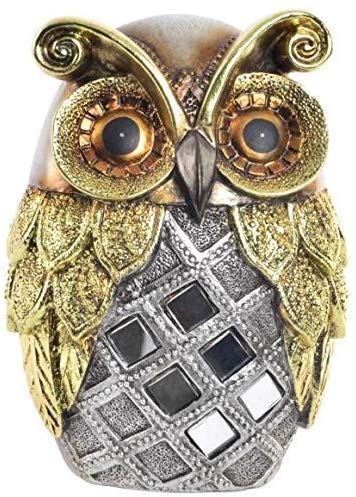 AVENUELAFAYETTE Figurine Statuette Hibou doré et argenté déco - Couleurs Or et Argent - 16,5 cm