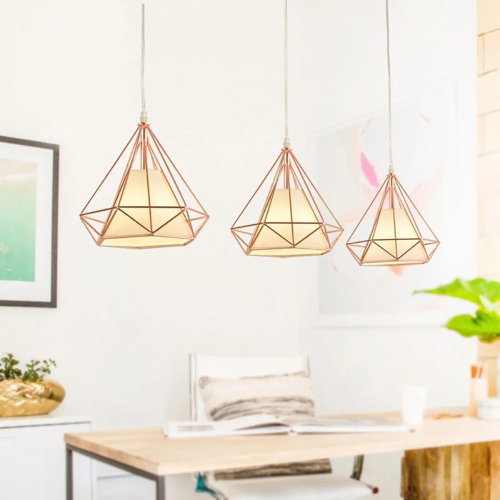 1-Lights Fabric Pendant Lights Fixtures Chandelier Lighting Modern Flush Mount Ceiling Light Retro Gold Length Adjustable Hanging Lamp E26 for Bedroom Kitchen Island Dining Room Living Room