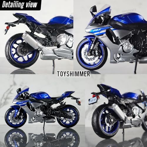 Image of die cast Yamaha YZFR1 Model Toy Metal Bike 1:12 Scale Realistic Alloy Metal Motorcycle Toy, Model Bike, Best Gift for Boys Men Kids Children (Blue)