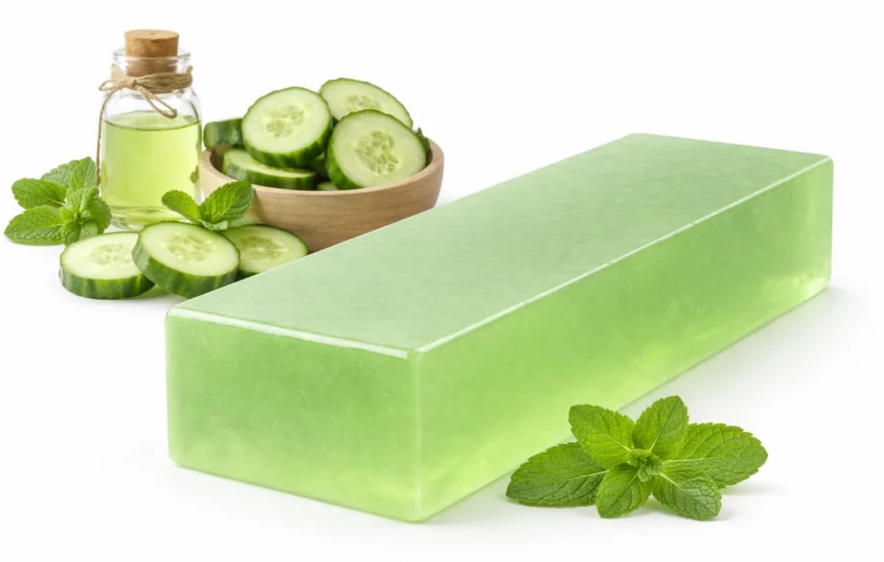 Transparent Cucumber Soap Base, Crystal Clear Melt & Pour Base with Cucumber Extract, DIY Soap Making, Hydrating & Soothing, 500 Grams-picture-41