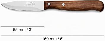 Arcos Professional Paring Knife - Stainless Steel Blade 65 mm Wooden Handle Stainless Steel Rivets - Latina Series for Kitchen
