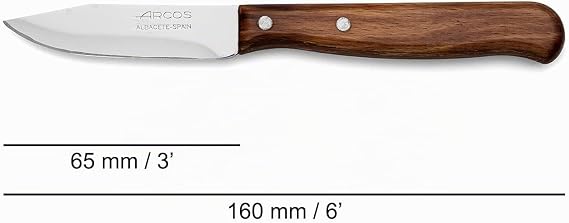 Arcos Professional Paring Knife - Stainless Steel Blade 65 mm Wooden Handle Stainless Steel Rivets - Latina Series for Kitchen