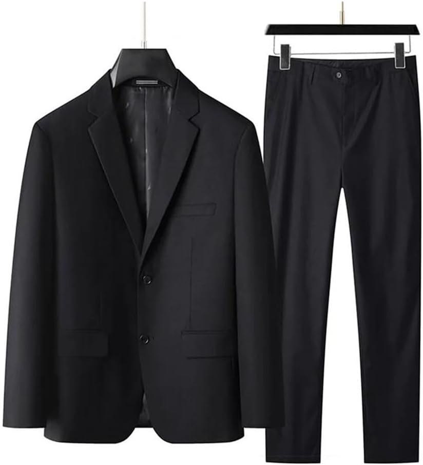 Men's Business Casual Suit and Trousers Two-Piece Set Solid Color Wedding Dress