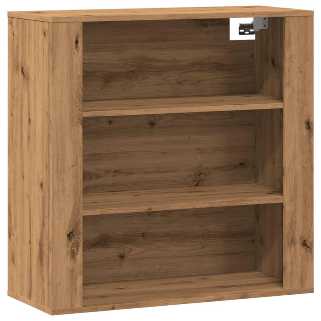 Gecheer Armoire Murale chêne Artisanal 80x33x80 cm Bois d'ingénierie, Meuble de Rangement Suspendu avec Compartiment, Armoire Flottante pour Cuisine, Salon, Salle de Bain, Entrée