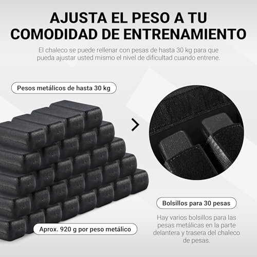 Miniatura 4 de Msports Chaleco De Peso Premium Ajustable De 5 Kg 30 Kg De Peso Para Entrenamiento De Fuerza 30 Kg, Negro