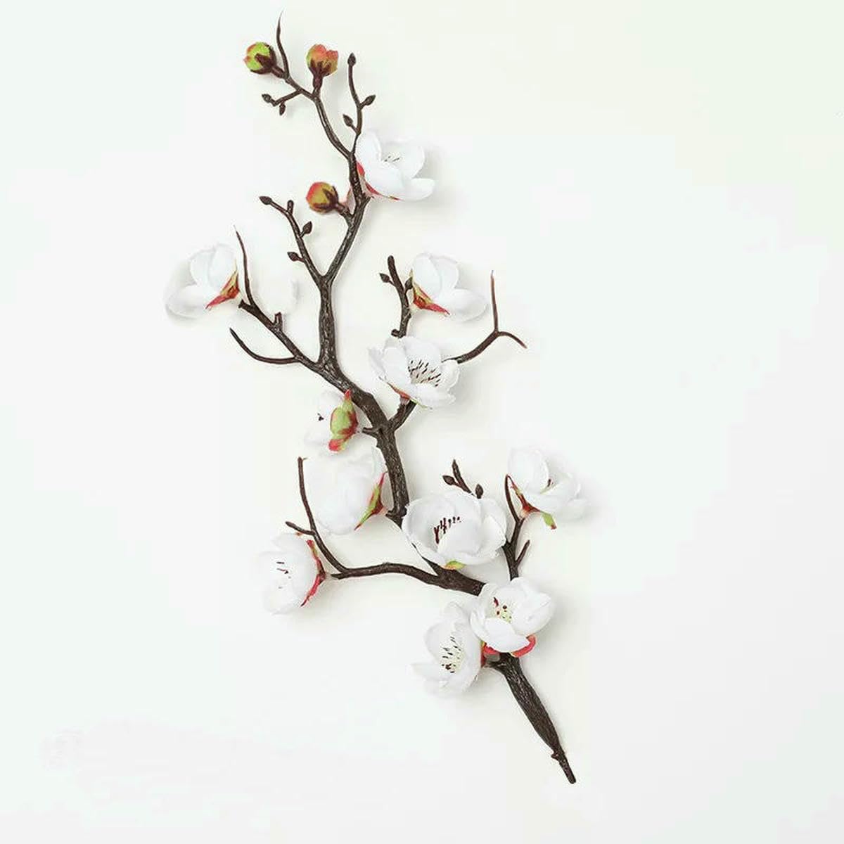 Ayhtud 28Cm-White 28/38Cm Artificial Flowers Plum Blossom Peach Branch Silk Flowers For Home Wedding Party Decoration Christmas Wreaths Accessory