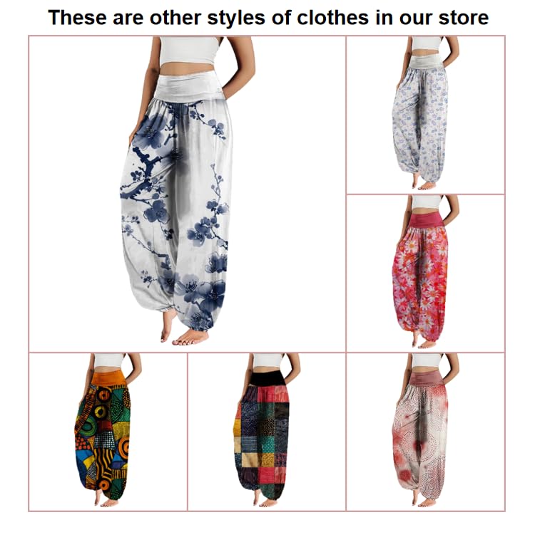 MARSVOVO Harem Pants Women Novelty Print Art Style Wide Leg Plus Size High Weist Flowy Japanese Pants3
