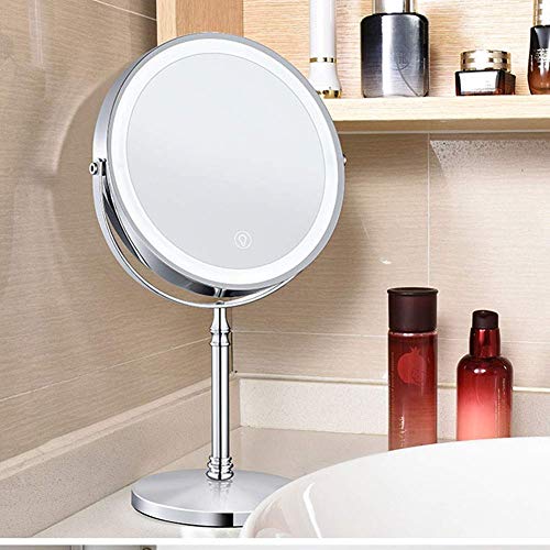 Miroir de maquillage éclairé rechargeable 8" double face chrome - 8