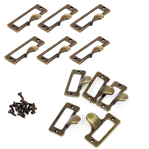 12 piezas Cajón Arcón Armario Label Pull Cabinet Frame Handle File Name Tarjetero 57mm x 45mm con Tornillos Cover