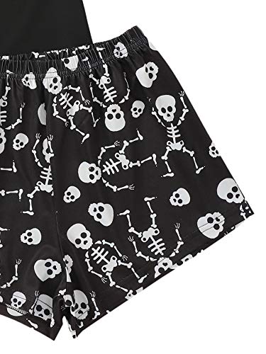 SweatyRocks Women's Cute Graphic Print Short Sleeve Crop Top with Shorts Pajama Set4