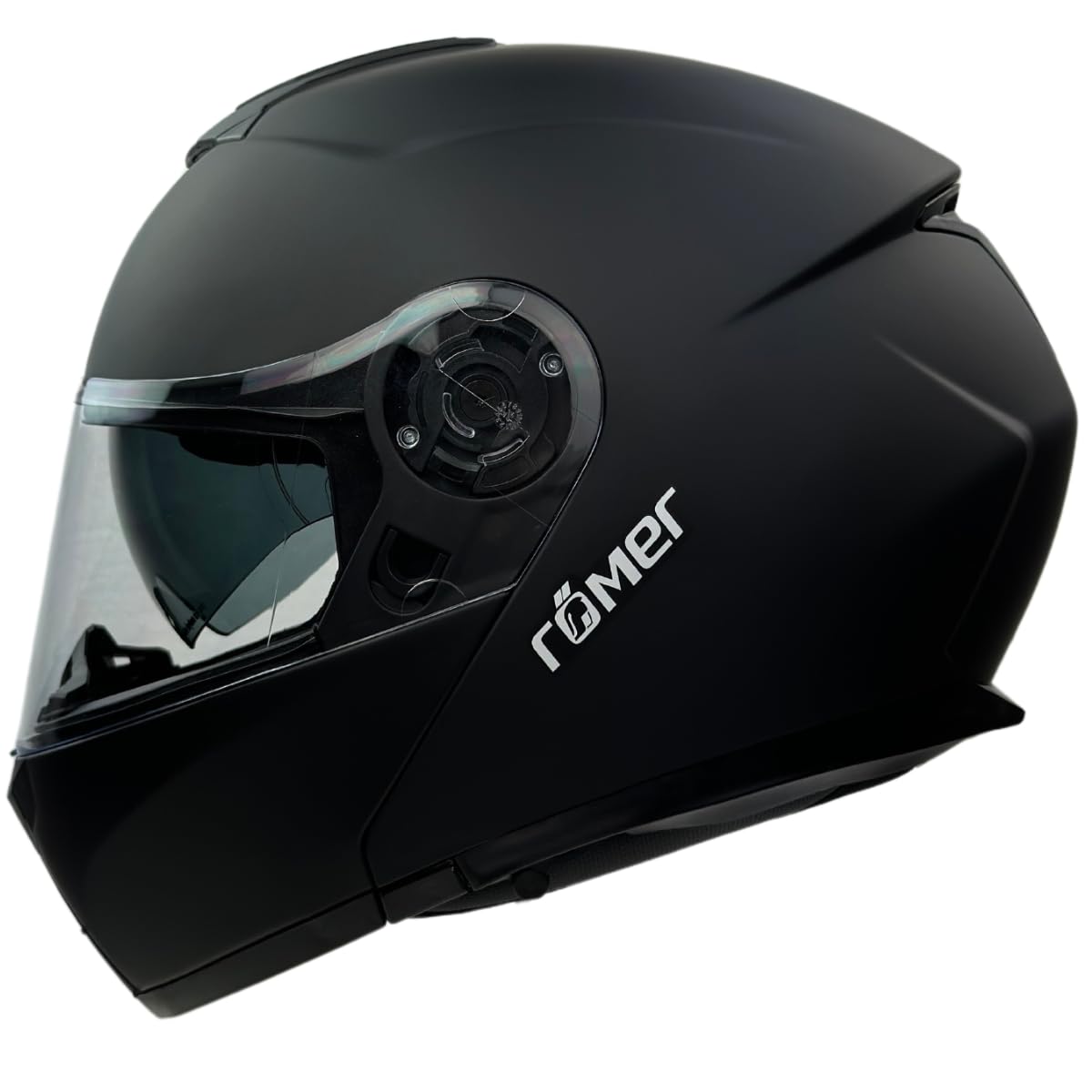 Römer Kask szczękowy do motocykla RR20770 z wizjerem przeciwsłonecznym, kask z podwójnym wizjerem, matowy czarny
