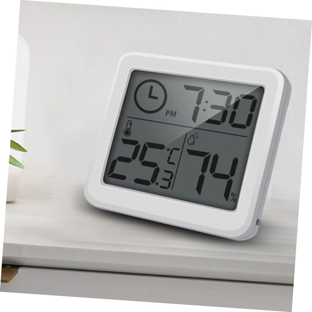 Hygromètre D'intérieur avec Horloge Numérique, Thermomètre Domestique Abs Blanc, Enregistre Température et Humidité, pour Chambre Bébé et Maison