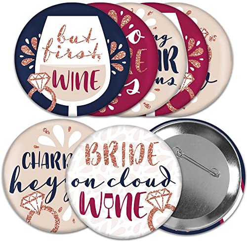 Badges Vino Before Vows pour un enterrement de vie de jeune fille festif et chic