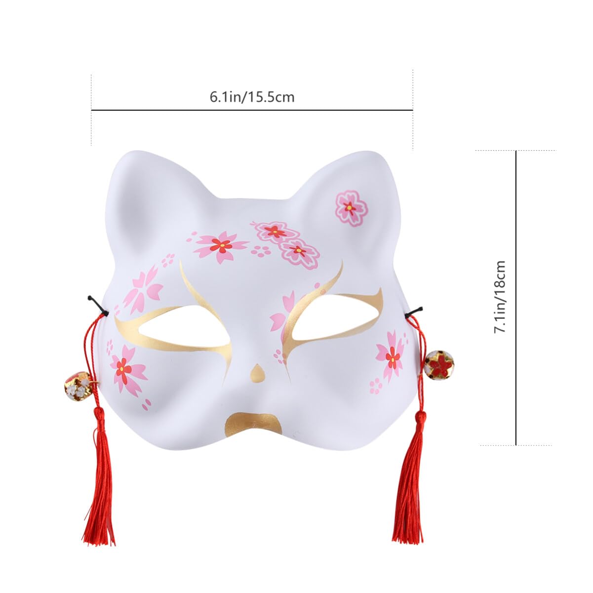 Sewroro 2pcs Japanese Style Anime Cat Mask - Cosplay Half Face Kabuki Mask for Halloween Masquerade Party Dress-Up Costume - Image 2
