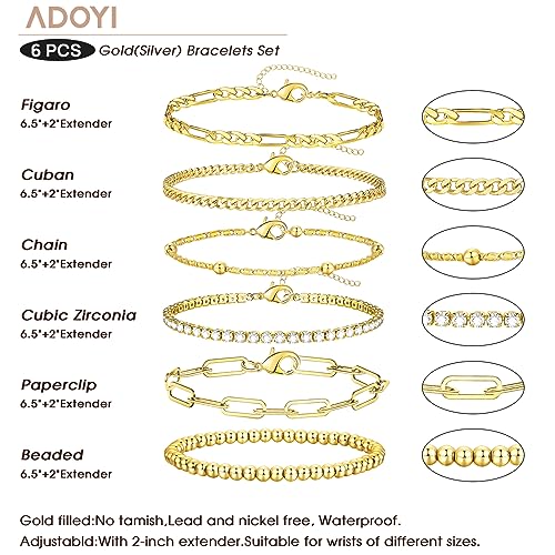 Save on adoyi 14K Gold Plated Women's Stackable Bracelets Set - Image 5