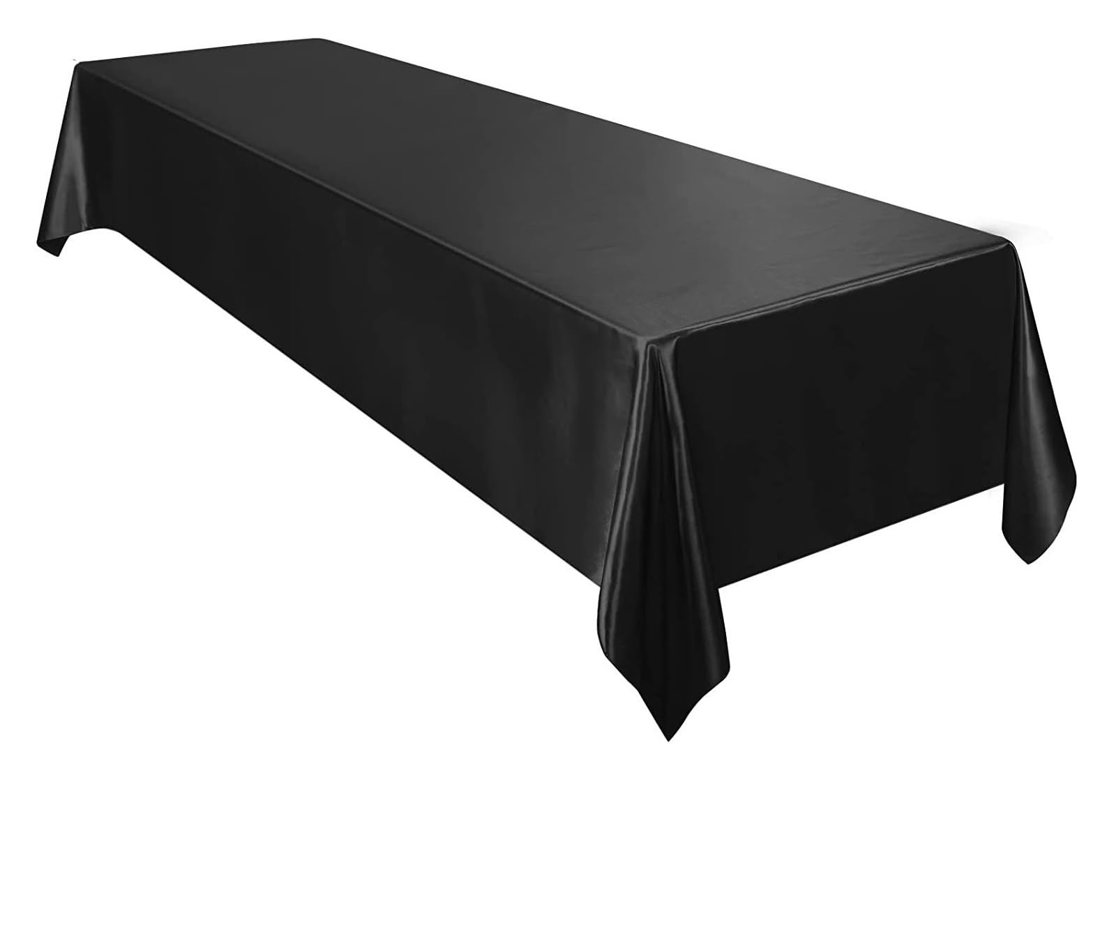 LOPJGGYF 145 * 180CM Satin Tablecloth Overlay Table Cover Rectangle Silk Tablecloths Decoration For Wedding Birthday Banquet Party for Wedding Banquet Party Events(Black)
