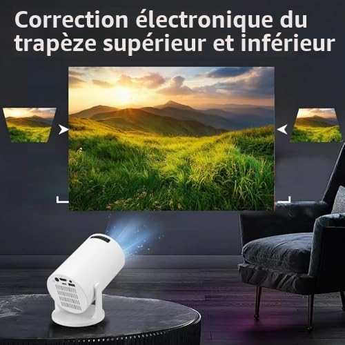 Petit Projecteur WiFi 1080P Portable LED Réglable 270° Correction Trapézoïdale Téléphone Android Clé USB TV